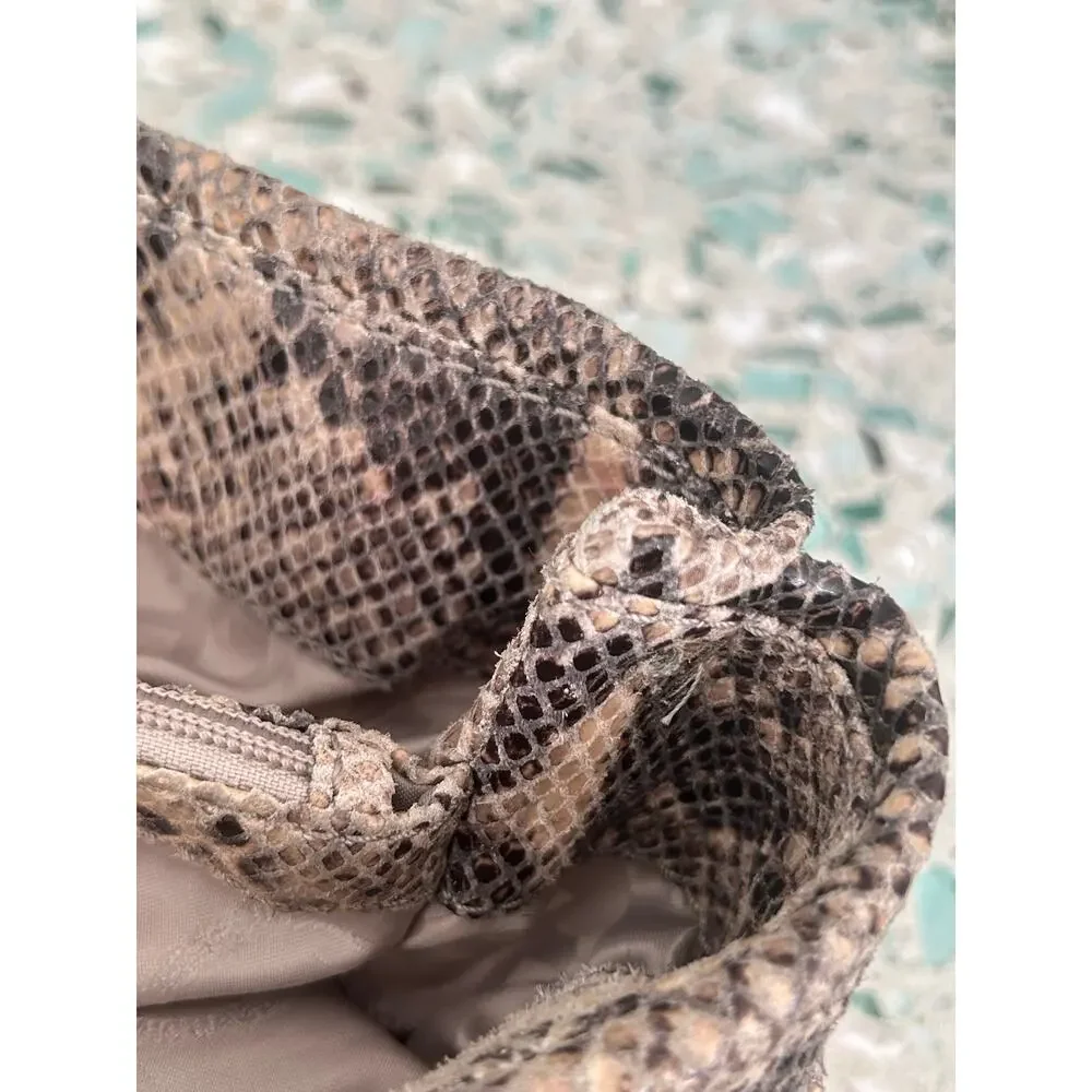 Michael Kors Snakeskin Gray Brown Leather Large Hobo Toto Purse Bag - Picture 11 of 16